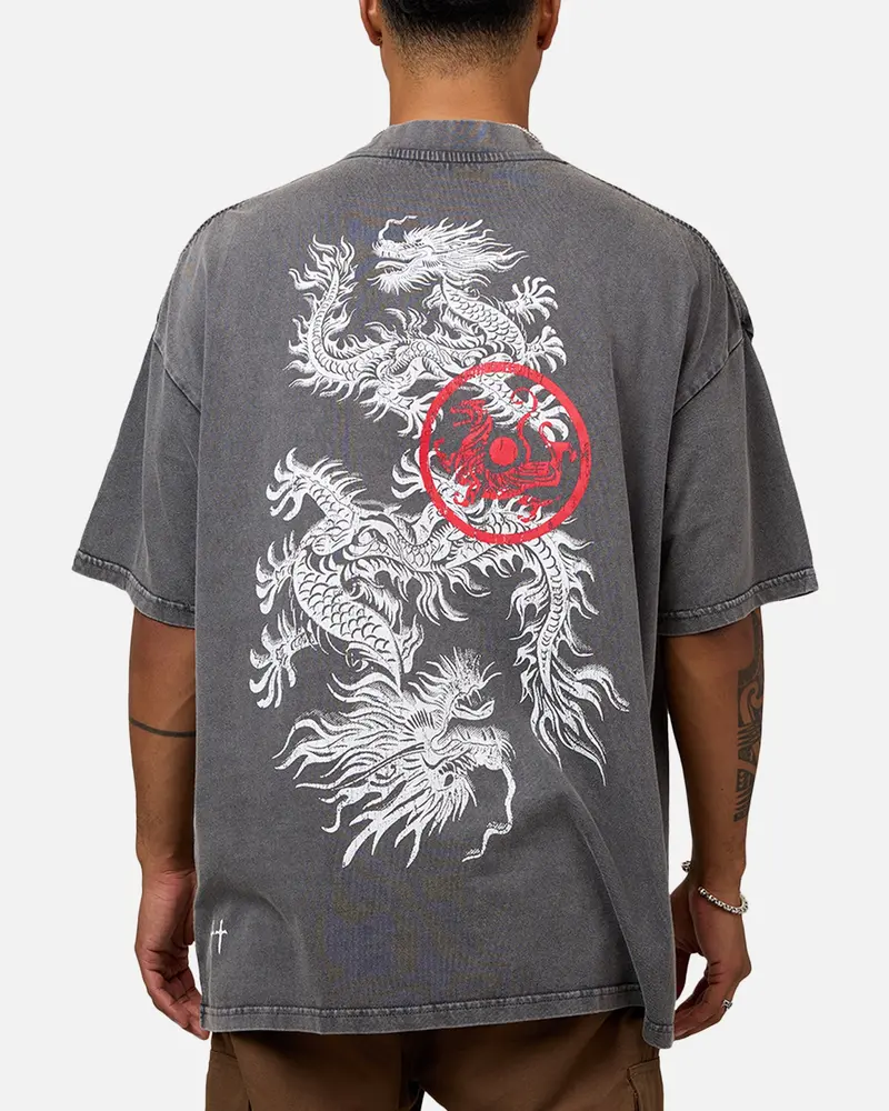 Saint Morta Dragon Mock T-Shirt Washed Charcoal 1