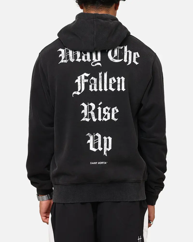 Saint Morta Fallen Rising Boxy Hoodie Vintage Black 1