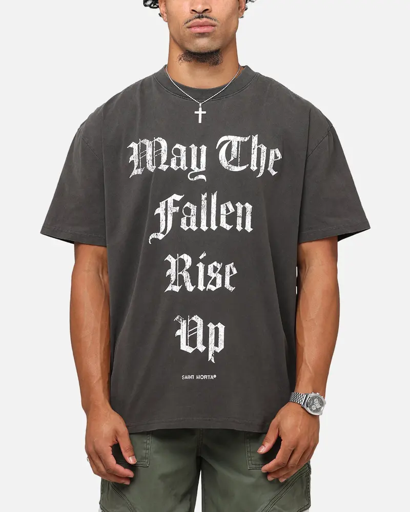 Saint Morta Fallen Rising Boxy T-Shirt Black Wash 1