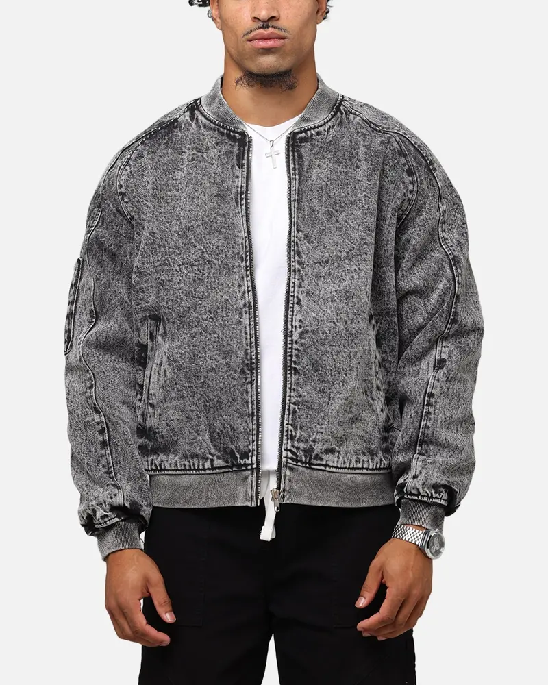 Saint Morta Flight Denim Jacket Black Stonewash 1
