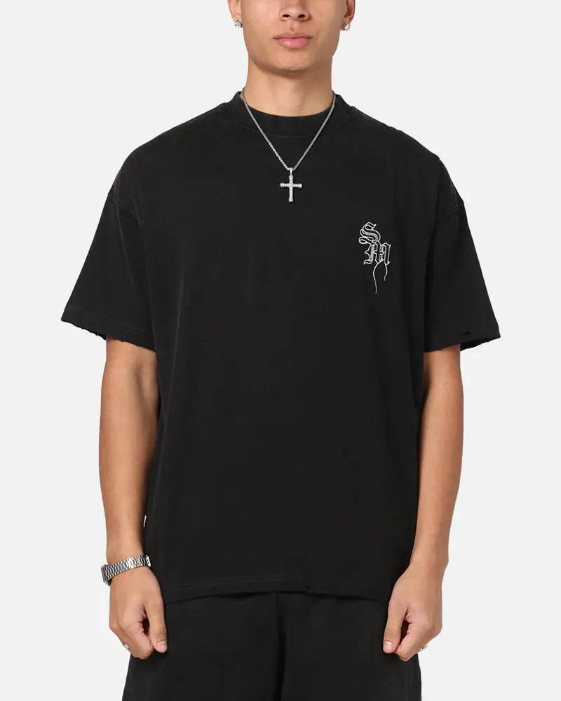 Saint Morta Fray Boxy T-Shirt Vintage Black 1