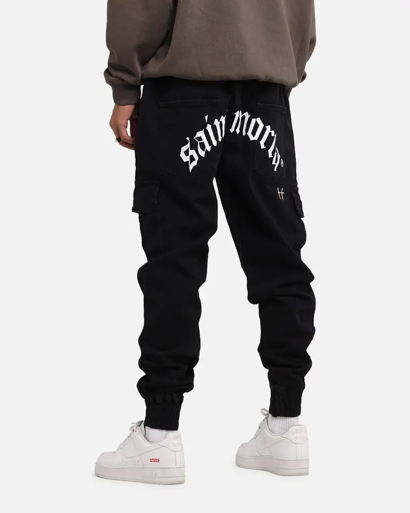 Saint Morta Gothic Cargo Joggers Black Shadow 1