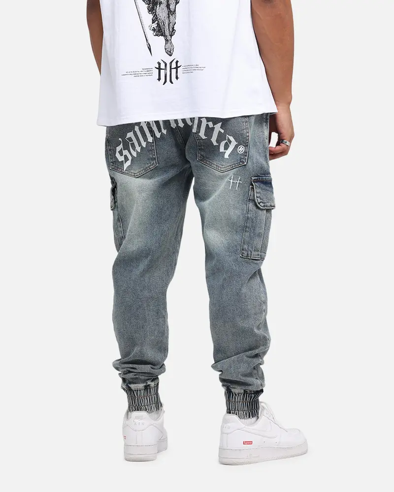 Saint Morta Gothic Cargo Joggers Dirty Denim 1