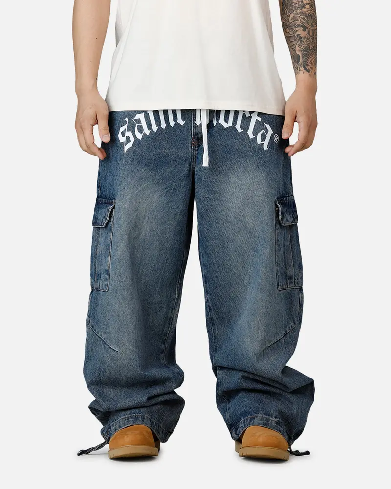 Saint Morta Gothic Denim Cargo Pants Dirty Denim 1