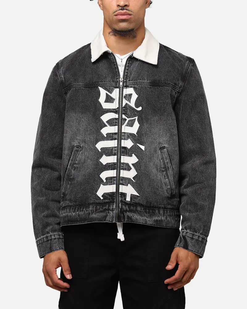 Saint Morta Gothic Distressed Denim Jacket Black Shadow 1