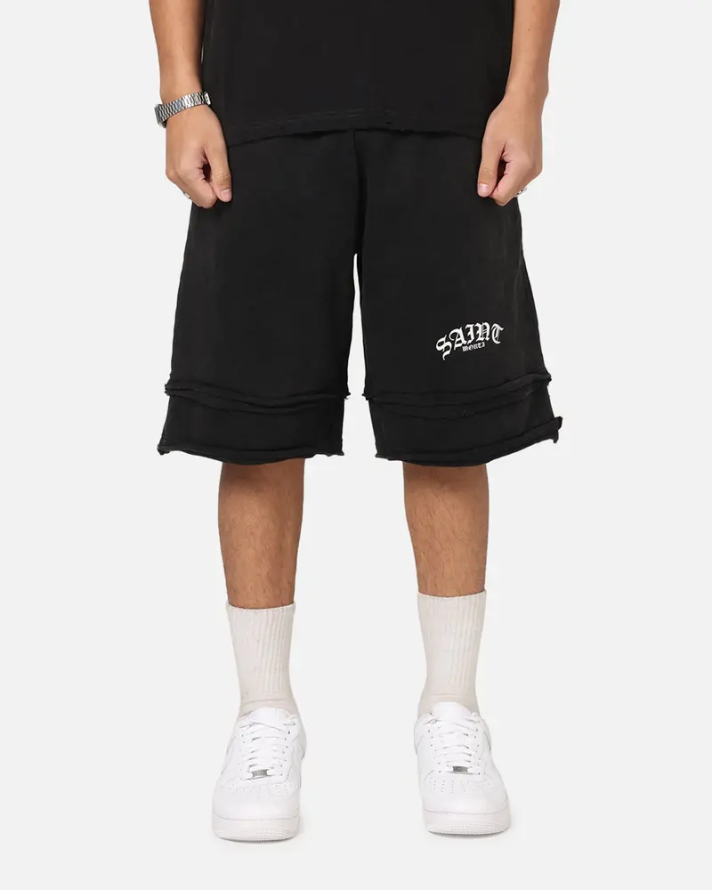 Saint Morta Gothic Layered Sweat Shorts Black 1