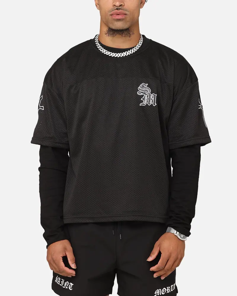 Saint Morta Gothic Mesh Layered Long Sleeve Jersey Black 1