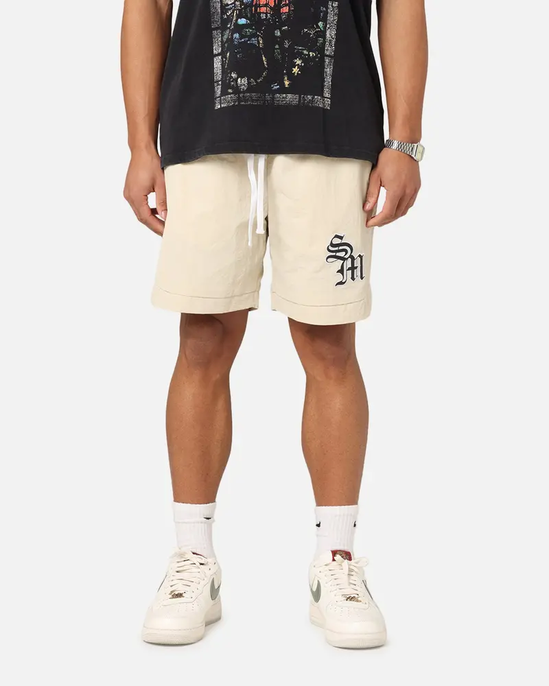 Saint Morta Gothic Monogram Nylon Shorts Dirty Blonde 1
