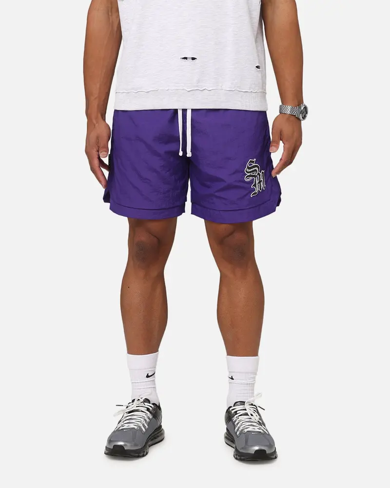 Saint Morta Gothic Monogram Nylon Shorts Purple 1