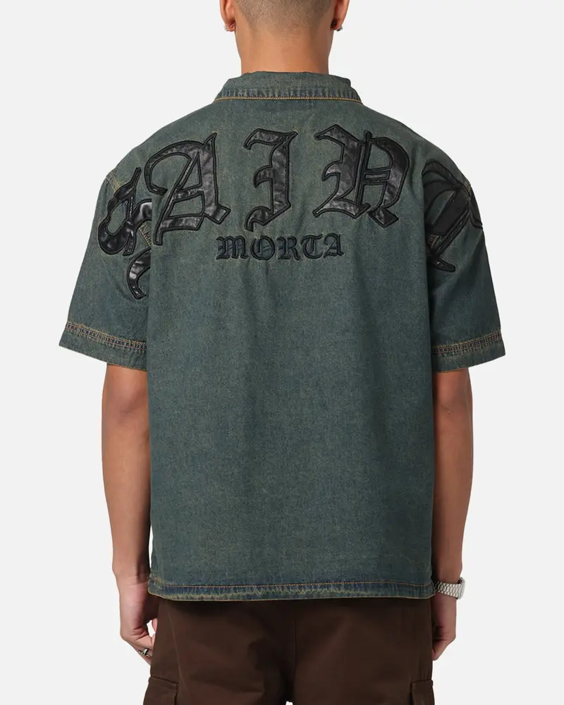 Saint Morta Gothic Noir Button Up Shirt Light Blue 1