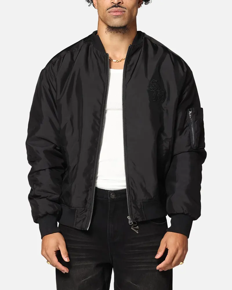 Saint Morta Gothic Nylon Bomber Jacket Black 1