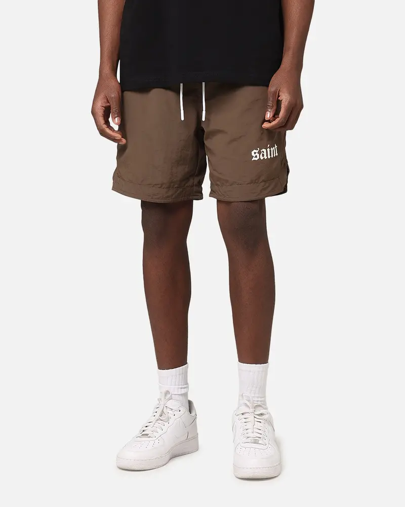 Saint Morta Gothic Nylon Shorts Chocolate 1