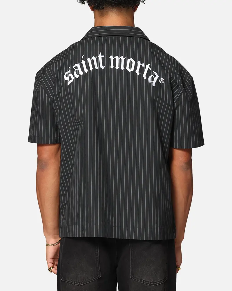 Saint Morta Gothic Pinstripe Button Up Shirt Black 1