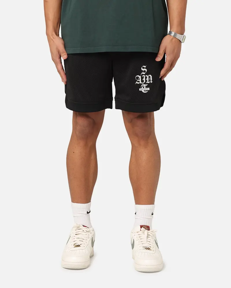 Saint Morta Gothic Stack Basketball Shorts Black 1