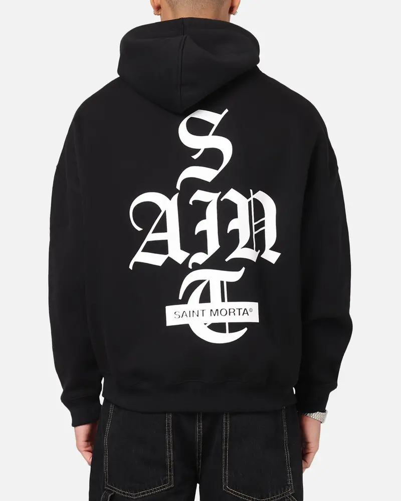 Saint Morta Gothic Stack Boxy Hoodie Black 1