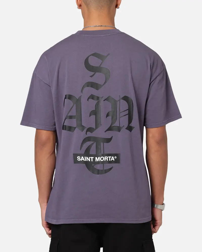 Saint Morta Gothic Stack T-Shirt Purple 1