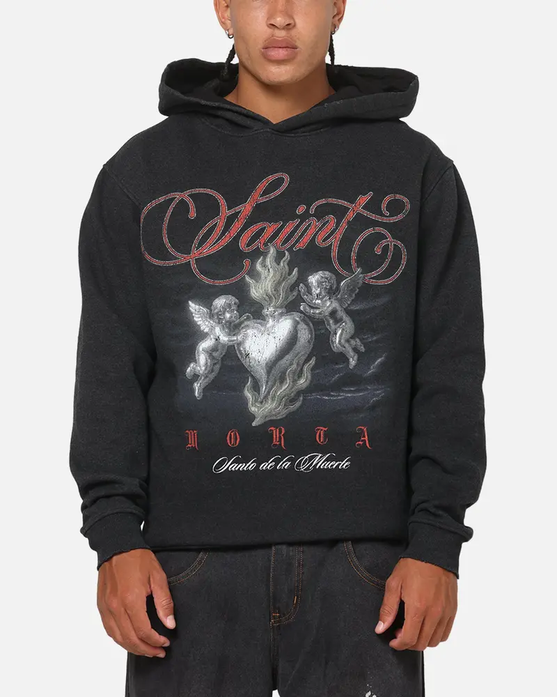 Saint Morta Heavens Kitchen Boxy Hoodie Black Wash 1