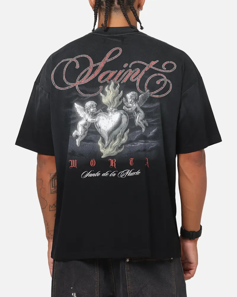 Saint Morta Heavens Kitchen Boxy T-Shirt Black Wash 1