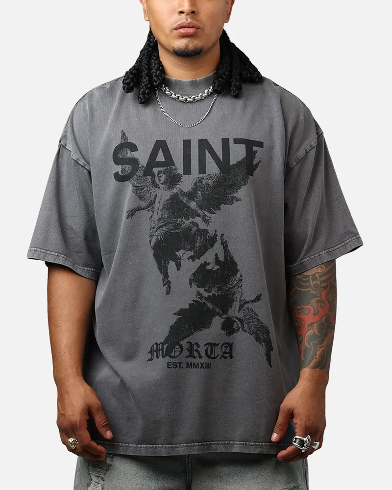 Saint Morta Heavens Mock T-Shirt Washed Charcoal 1
