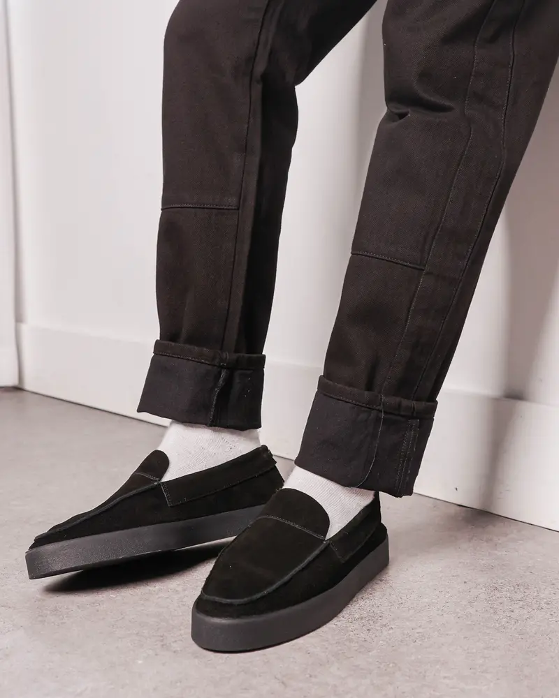 Saint Morta Hemisphere Suede Slip On Loafer Black/Black 1