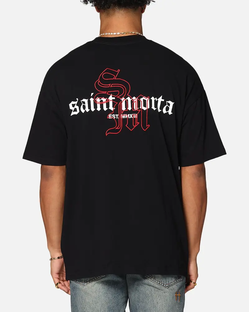 Saint Morta Heritage Boxy T-Shirt Black/Red 1