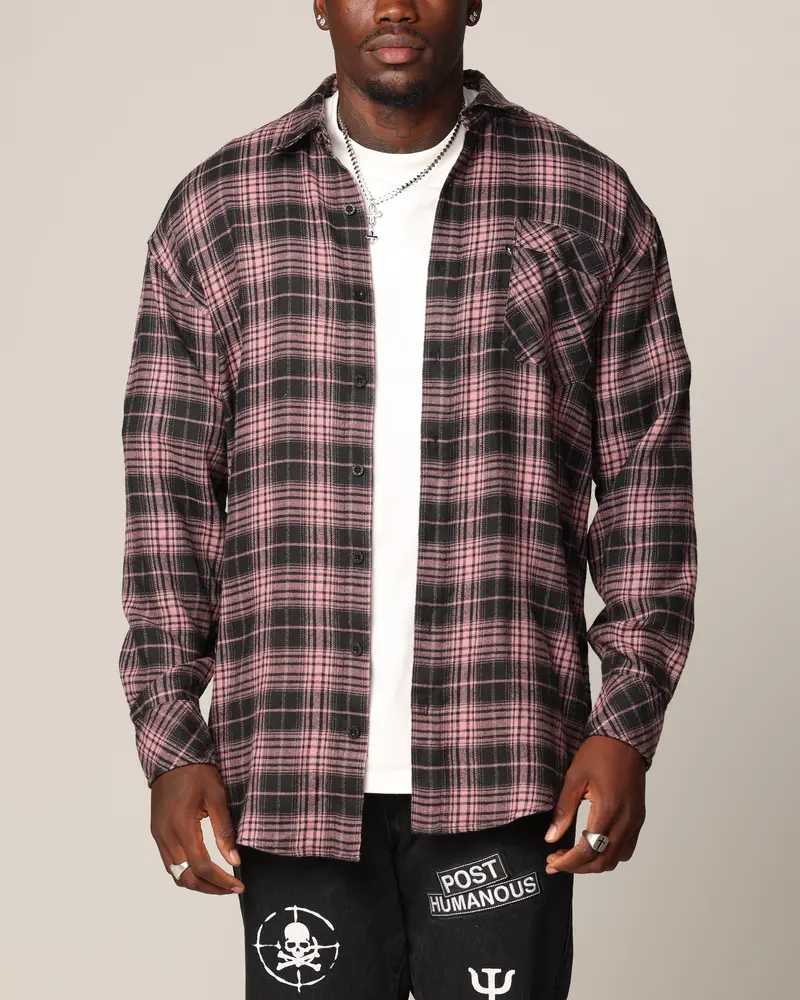 Saint Morta Heron Flannel Shirt Pink/Black 1