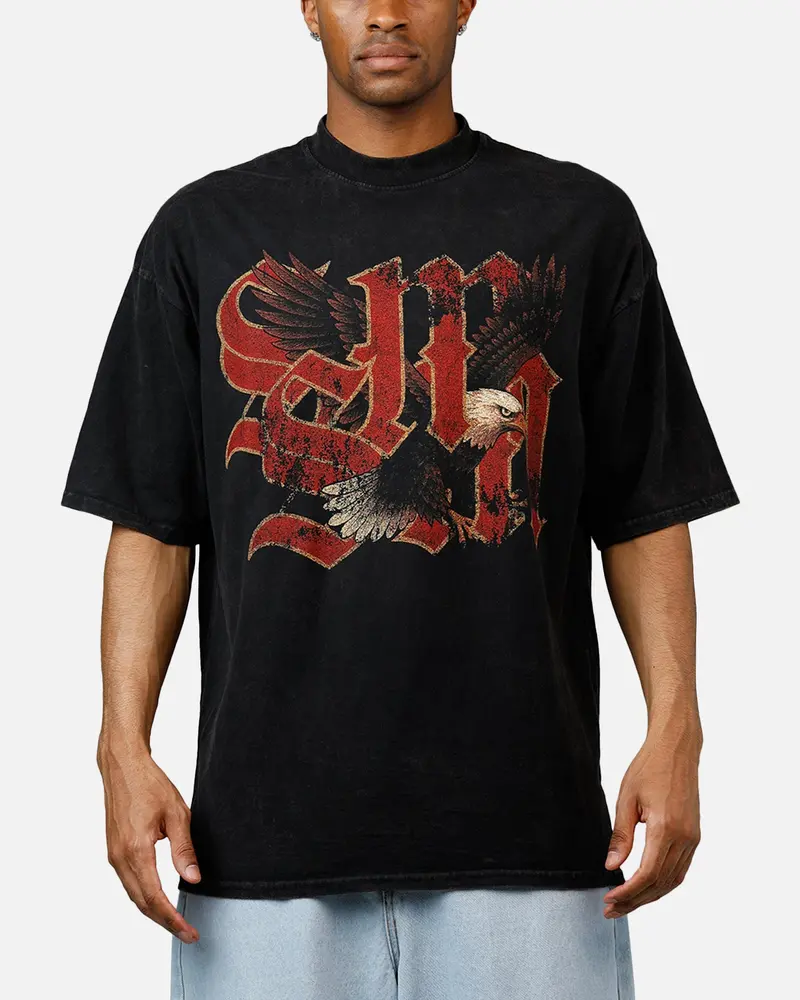 Saint Morta Highway Mock Neck T-Shirt Off Black 1