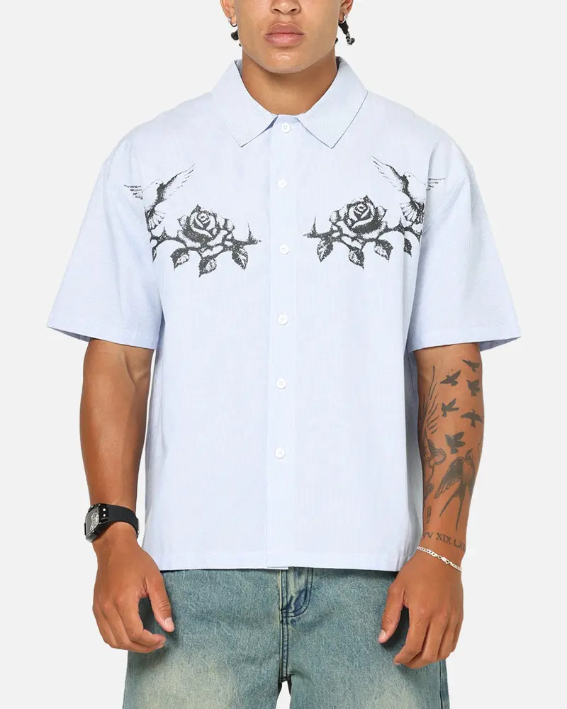 Saint Morta Holy Ghost Button Up Shirt Blue/White 1