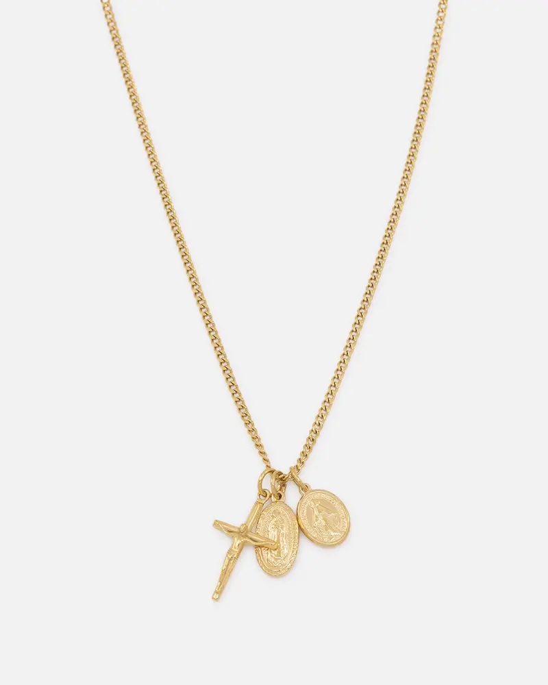 Saint Morta Holy Stacked 3Mm Cuban Chain Necklace Gold 1