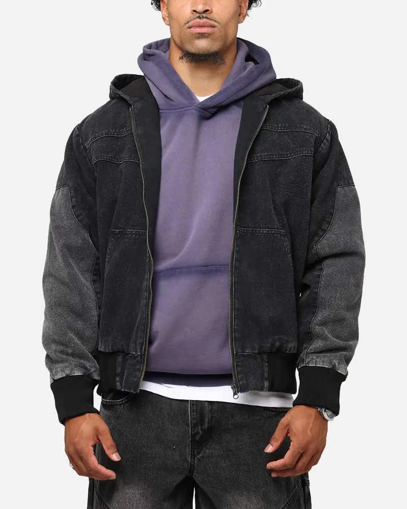 Saint Morta Hooded Workwear Jacket Black/Grey 1