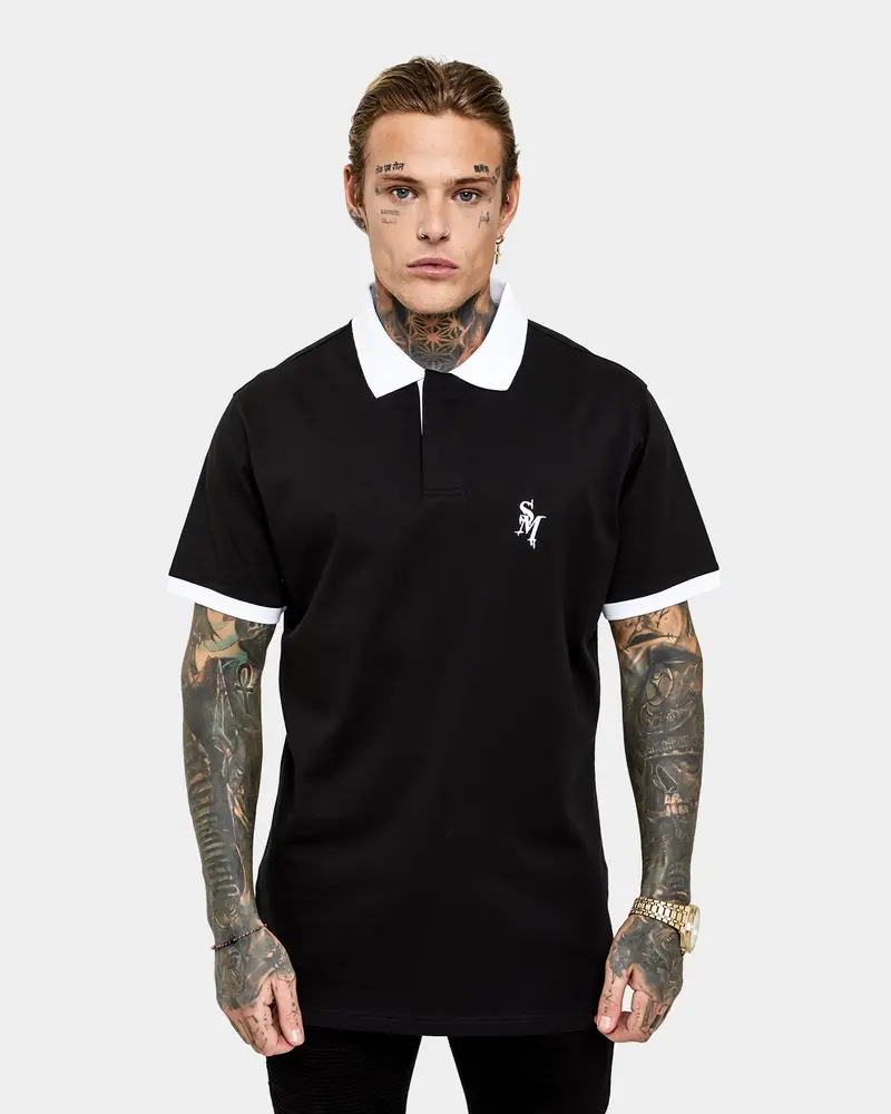 Saint Morta Icarus Polo Shirt Black/White 1