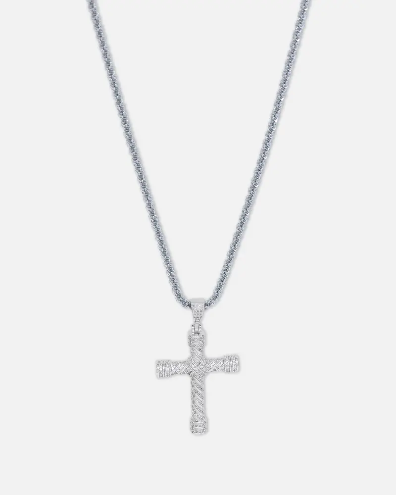 Saint Morta Iced Cross Pendant White Gold 1