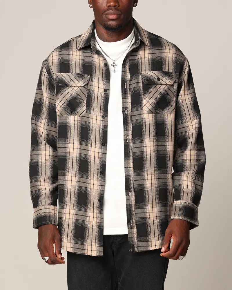 Saint Morta Icon Flannel Shirt Tan/Black 1