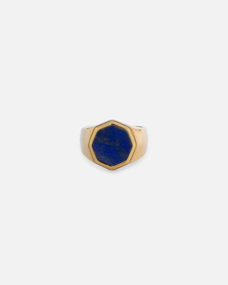 Saint Morta Lapis Octagon Signet Ring Gold 1