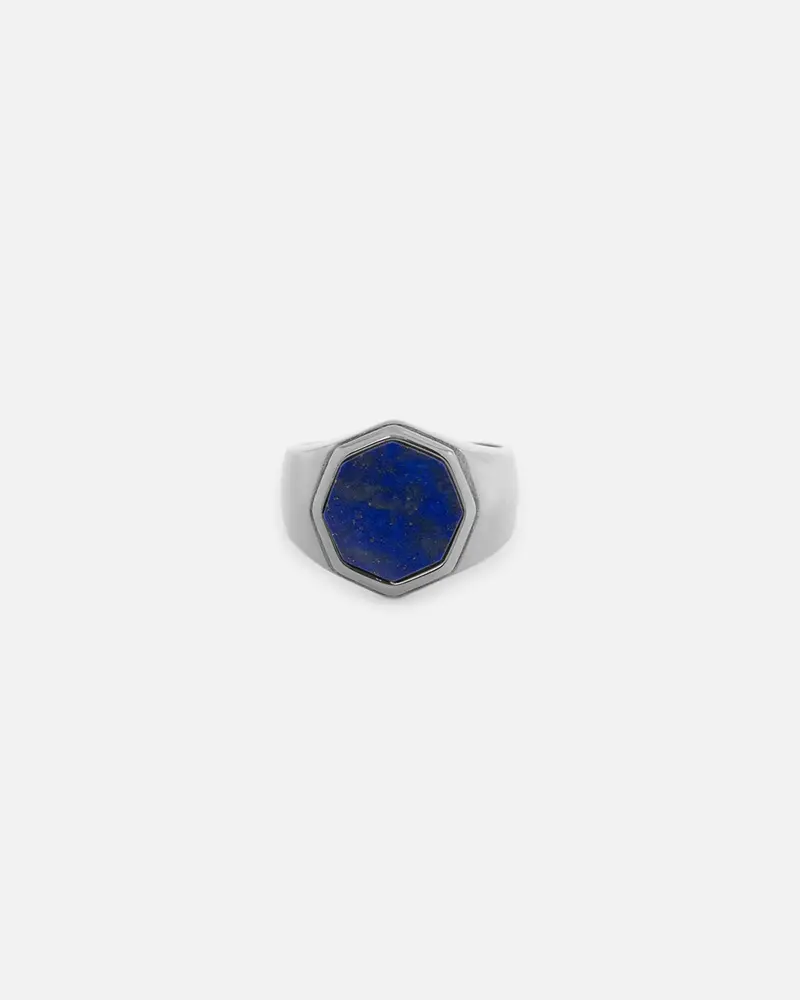 Saint Morta Lapis Octagon Signet Ring White Gold 1