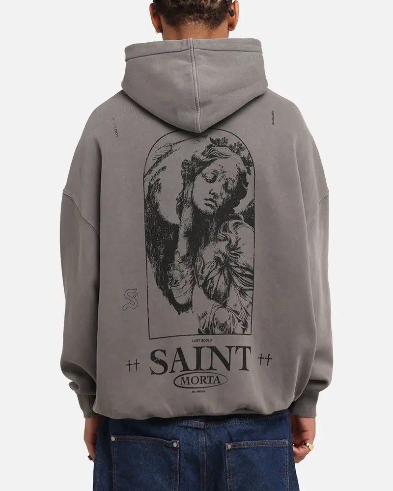 Saint Morta Lost Souls Boxy Hoodie Washed Charcoal 1