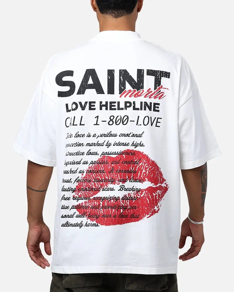 Saint Morta Love Helpline Mock T-Shirt Off-White 1