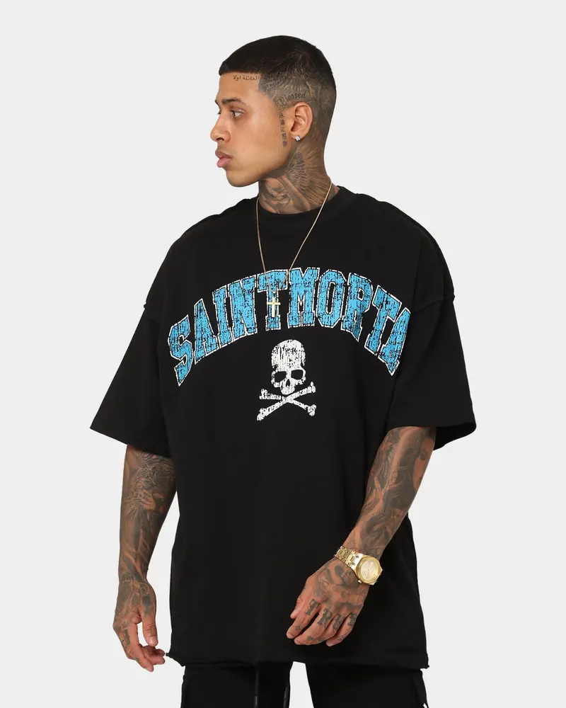 Saint Morta Members Club Boxy T-Shirt Black/Blue 1