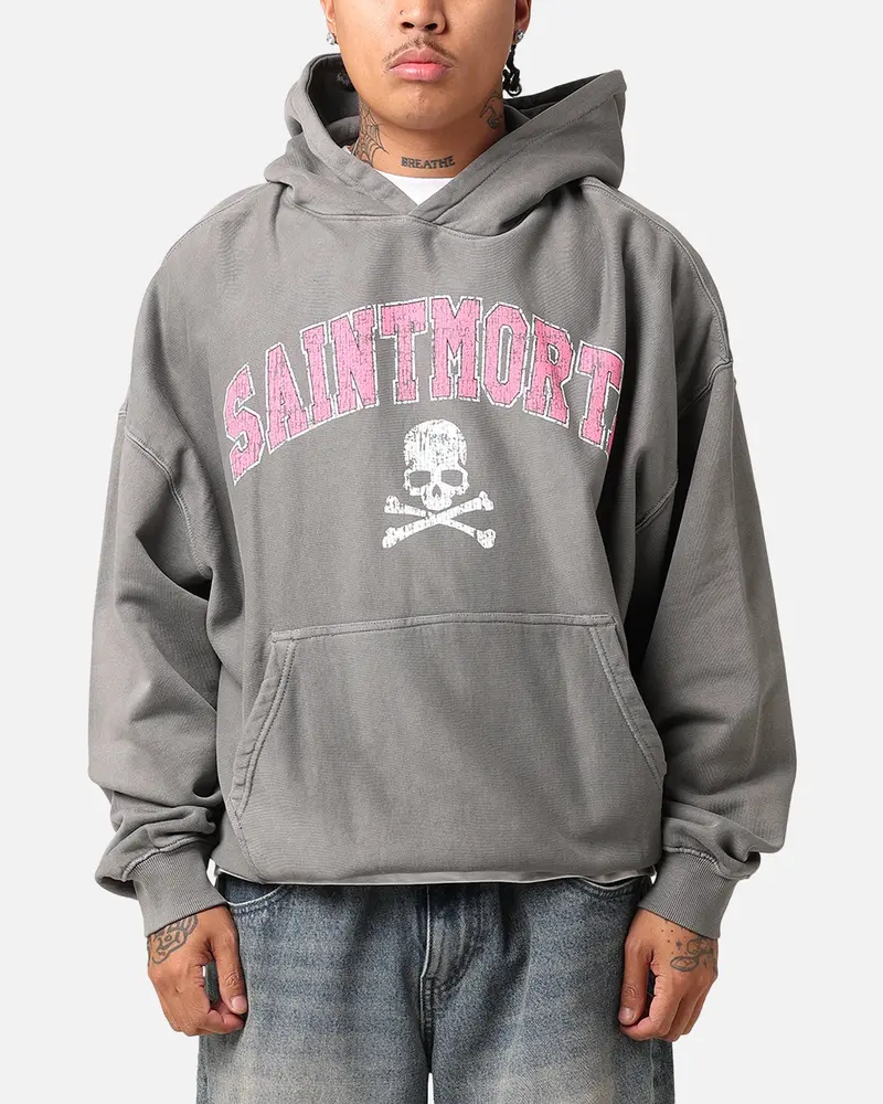 Saint Morta Members Club Premium Hoodie Washed Charcoal 1