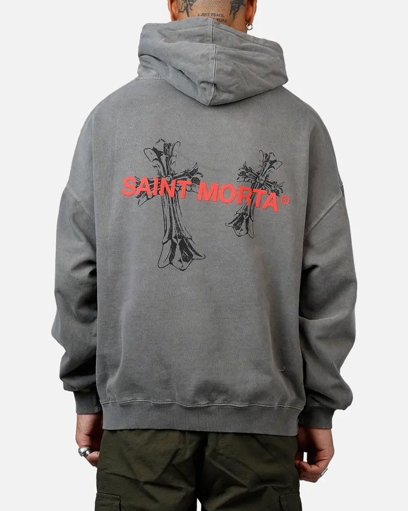 Saint Morta Memoriam Boxy Hoodie Washed Charcoal 1