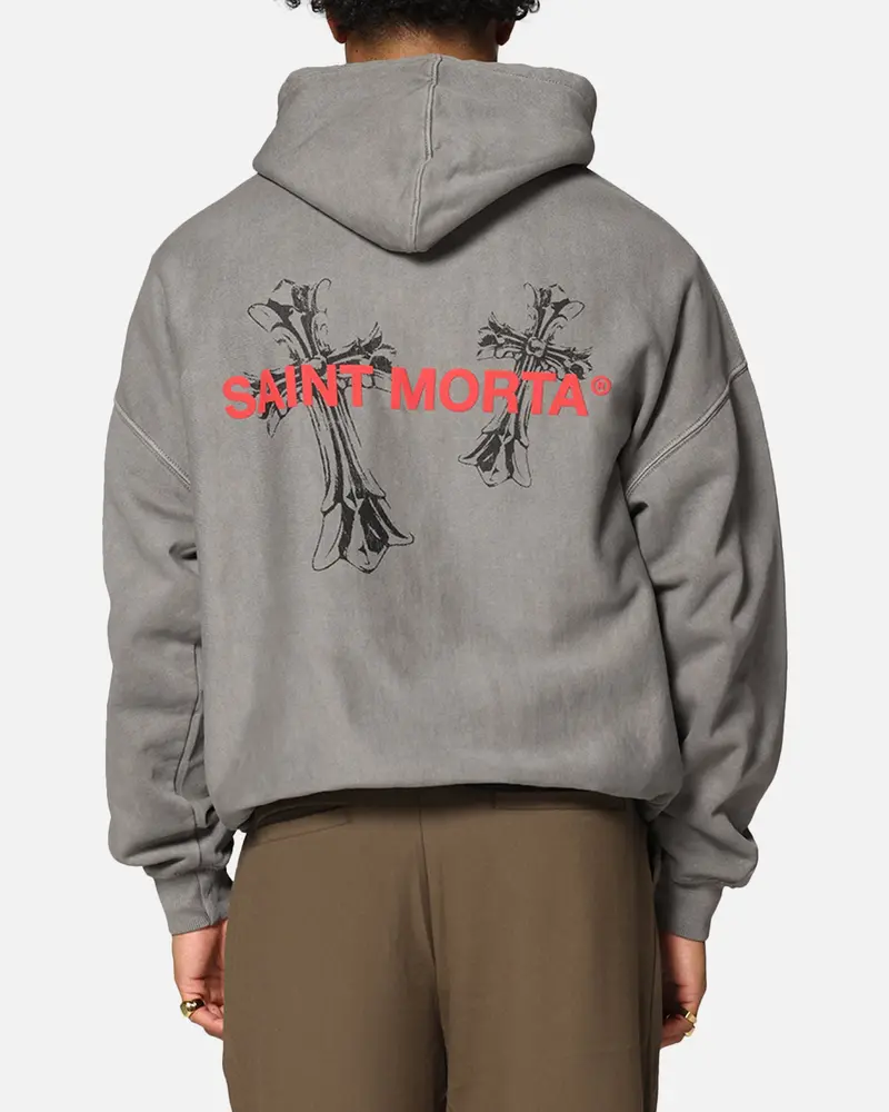 Saint Morta Memoriam Boxy Hoodie Washed Charcoal 1
