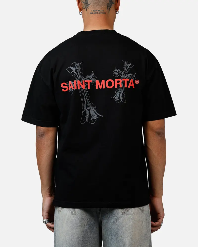 Saint Morta Memoriam Drop Shoulder T-Shirt Black 1
