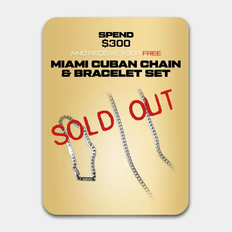 Saint Morta Miami Cuban Chain & Bracelet Bundle White Gold 1
