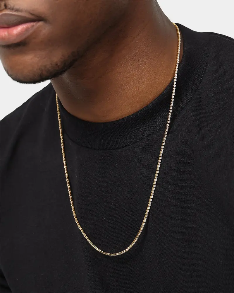 Saint Morta Micro 24" Tennis Necklace Gold Plated 1