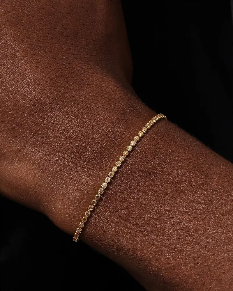 Saint Morta Micro Coloured Tennis Bracelet Gold/Brown 1