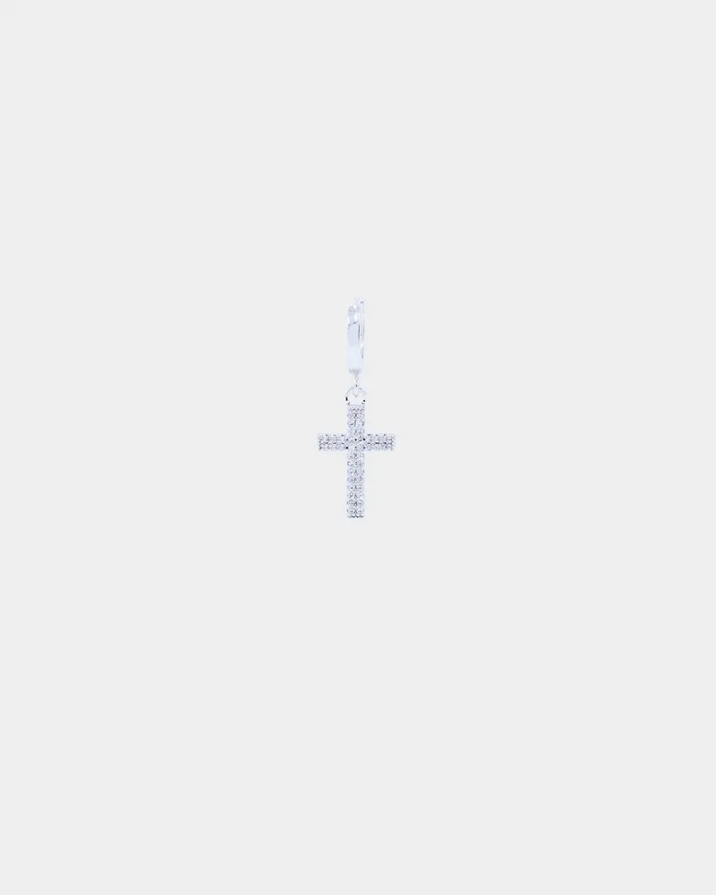 Saint Morta Mini Cross Earring Iced White Gold 1
