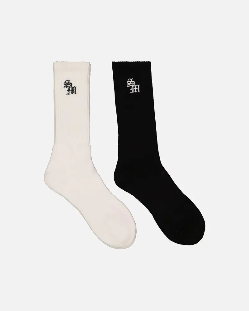 Saint Morta Monogram Crew Socks 2 Pack Black 1