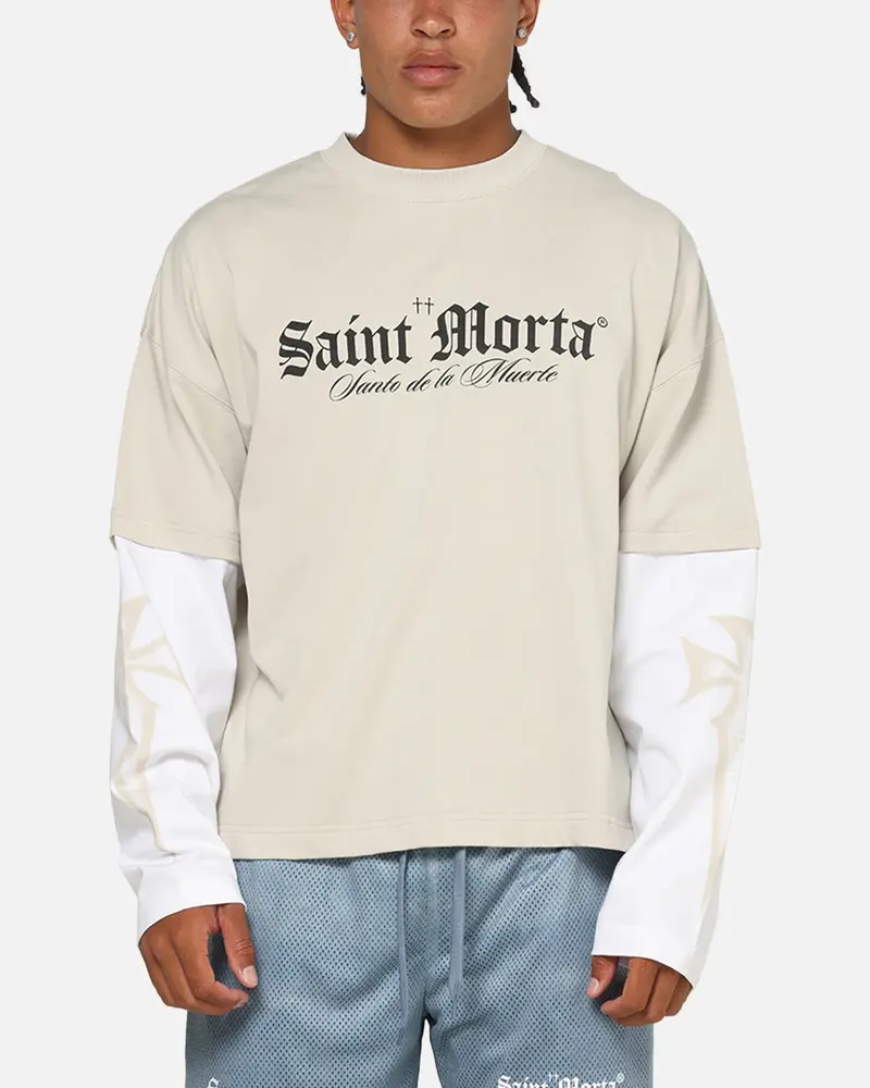 Saint Morta Muerte Layered Long Sleeve T-Shirt Stone/White 1