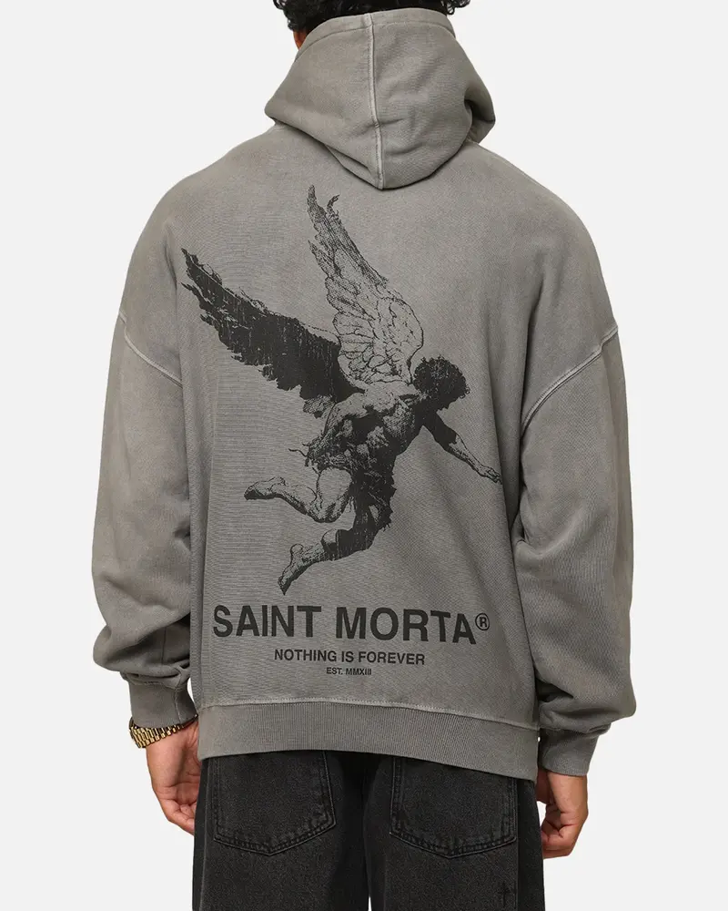 Saint Morta Nothing Is Forever Boxy Hoodie Washed Charcoal 1