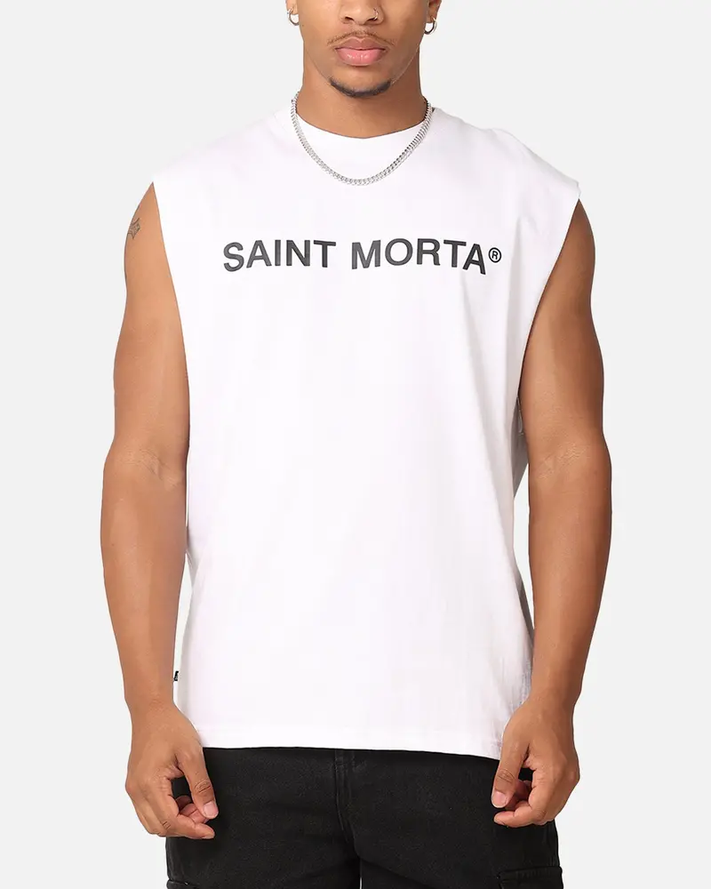 Saint Morta Official Oversized Muscle T-Shirt White/Black 1